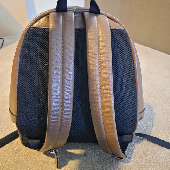 Coach Brown Leather Backpack with Black and Cream Center Stripes Coach Backpack Brown Bags for Men for sale | eBay main image 4